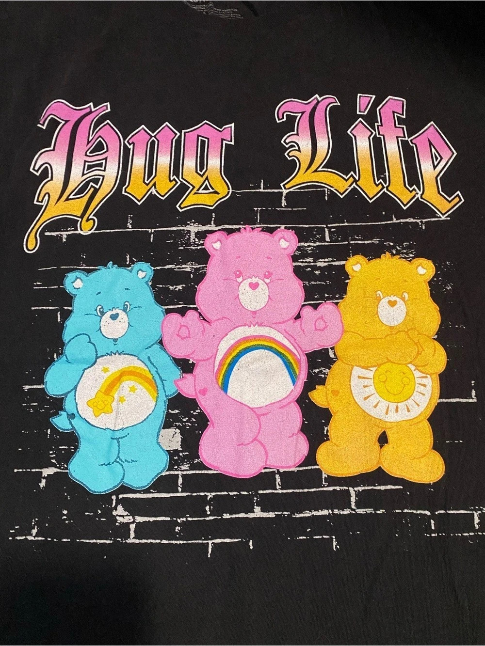 Care Bears Hug Life Graphic T-Shirt Tee Black XL - Picture 2 of 4